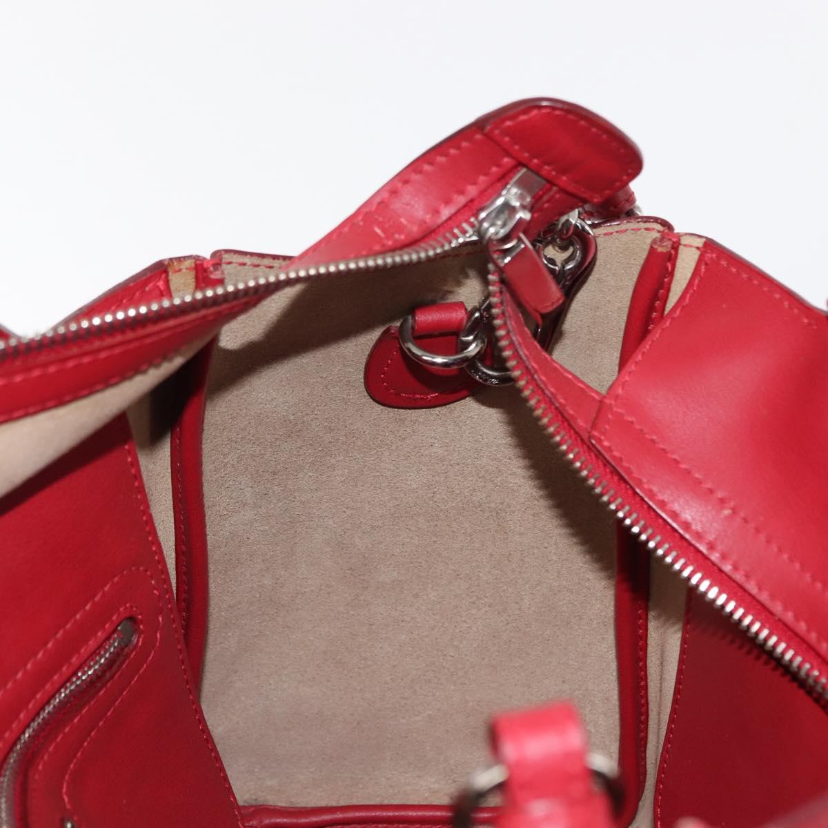 Salvatore Ferragamo Hand Bag Leather 2way Red Auth 146154