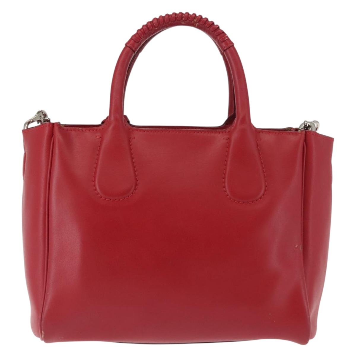 Salvatore Ferragamo Hand Bag Leather 2way Red Auth 146154