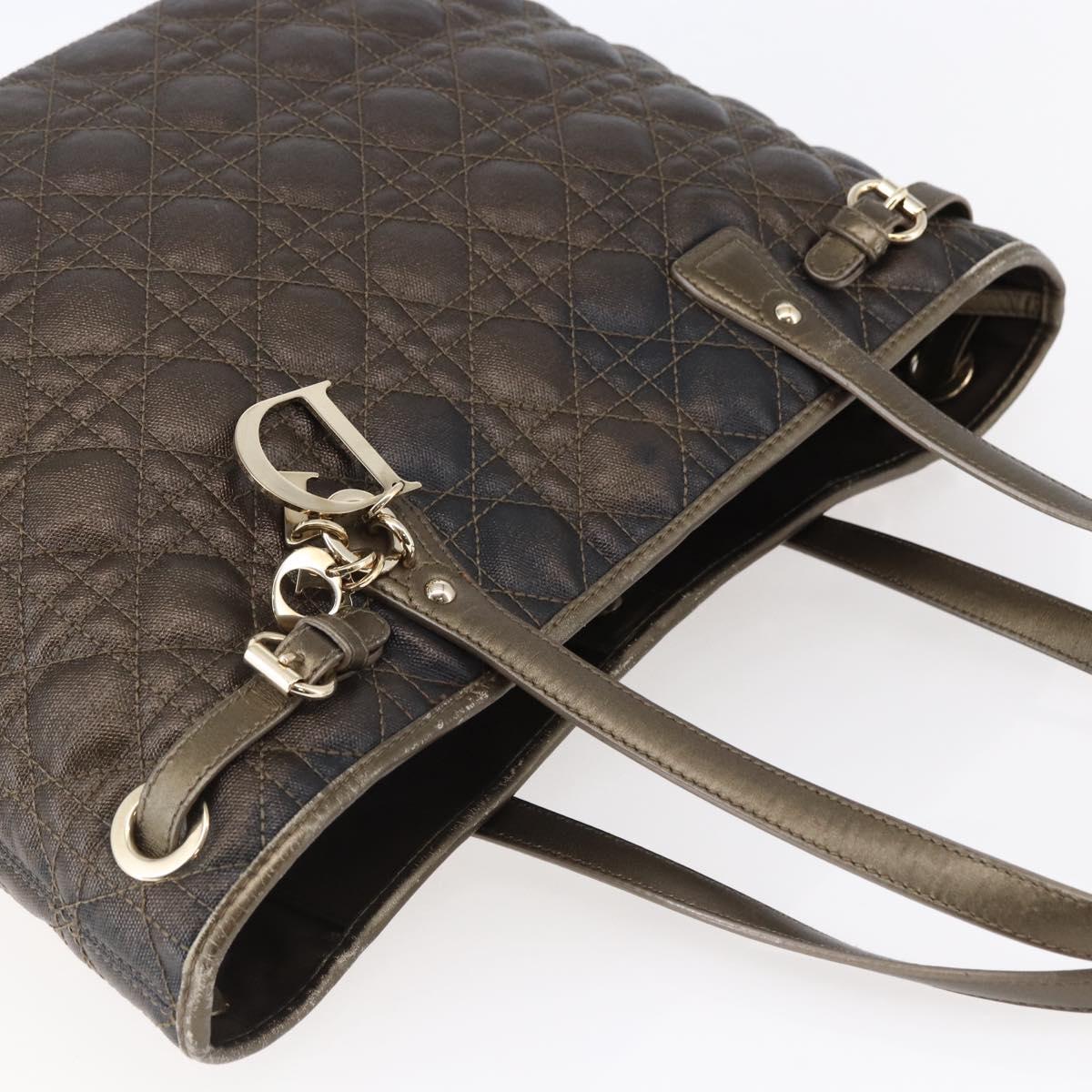 Christian Dior Canage Panarea Tote Bag Coated Canvas Bronze Gold Auth 146155