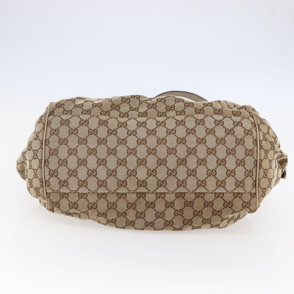 GUCCI GG Canvas Hand Bag 2way Beige Gold Auth 146157
