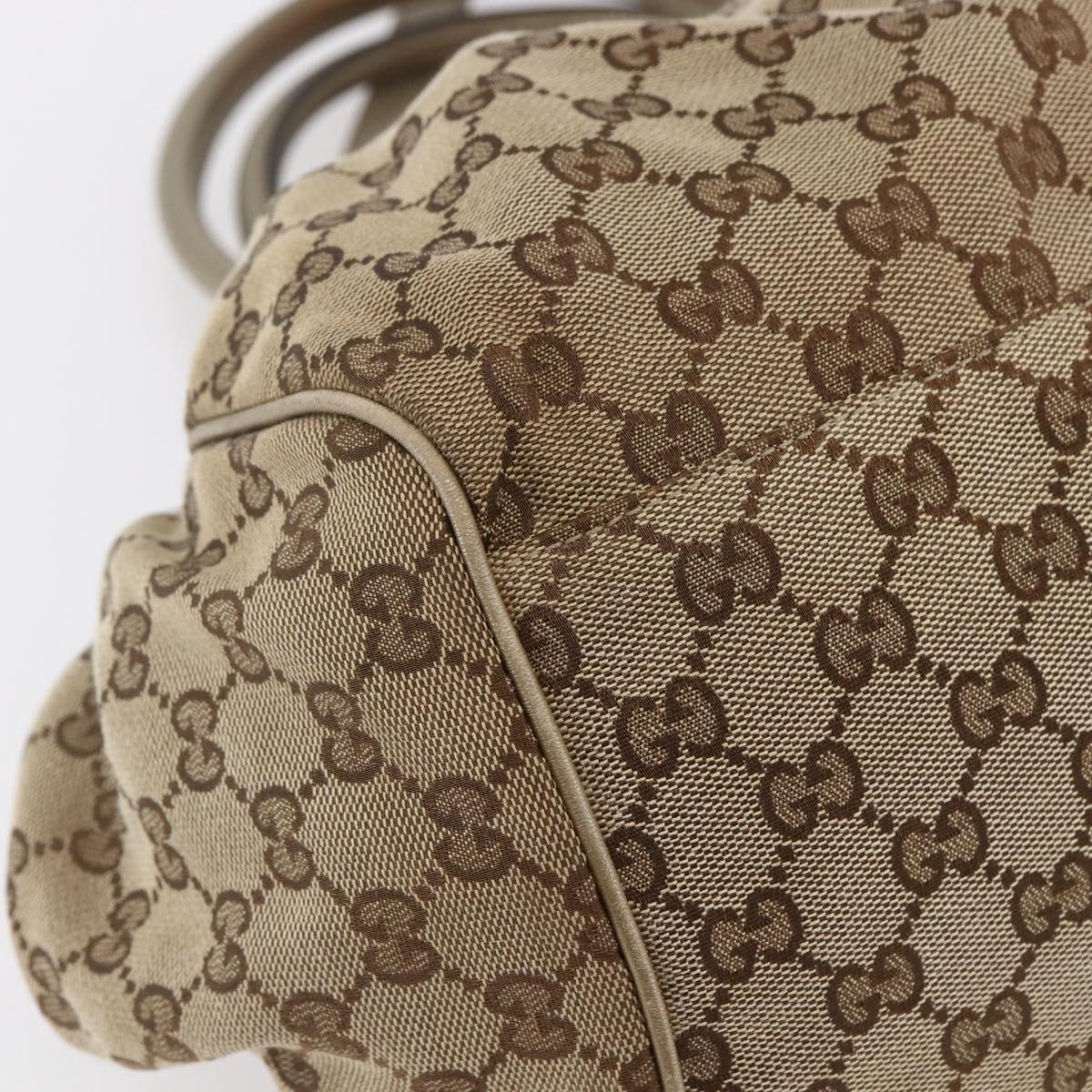GUCCI GG Canvas Hand Bag 2way Beige Gold Auth 146157