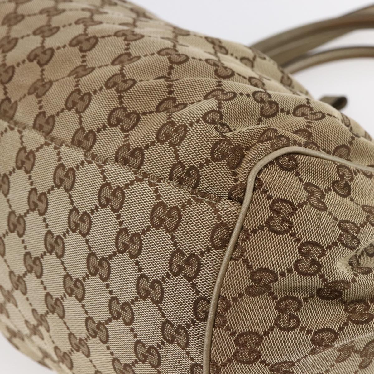 GUCCI GG Canvas Hand Bag 2way Beige Gold Auth 146157