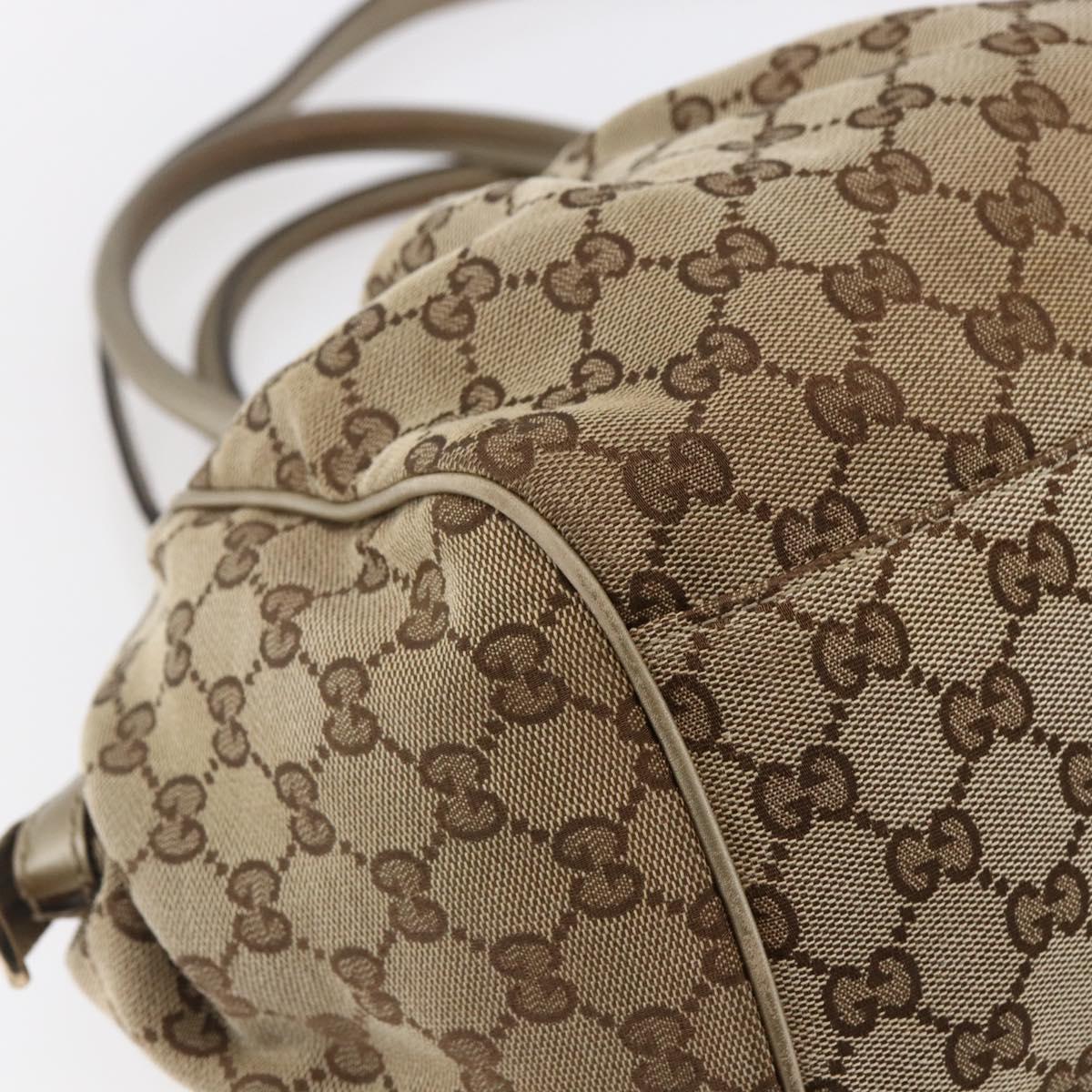 GUCCI GG Canvas Hand Bag 2way Beige Gold Auth 146157