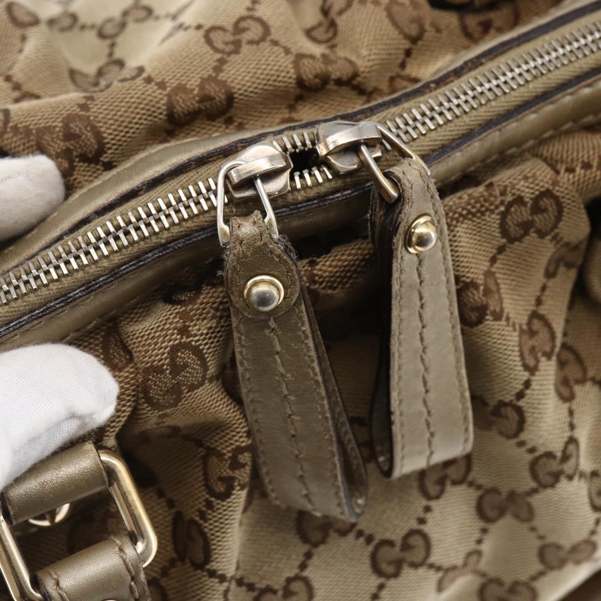 GUCCI GG Canvas Hand Bag 2way Beige Gold Auth 146157