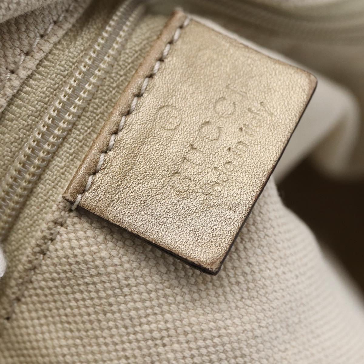 GUCCI GG Canvas Hand Bag 2way Beige Gold Auth 146157
