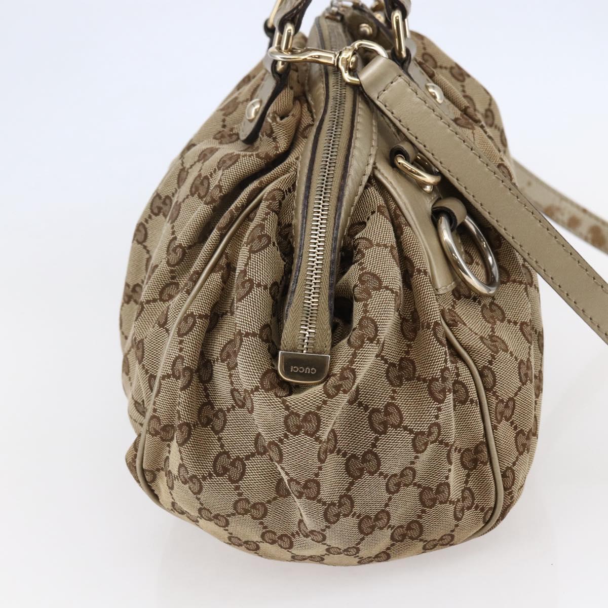 GUCCI GG Canvas Hand Bag 2way Beige Gold Auth 146157