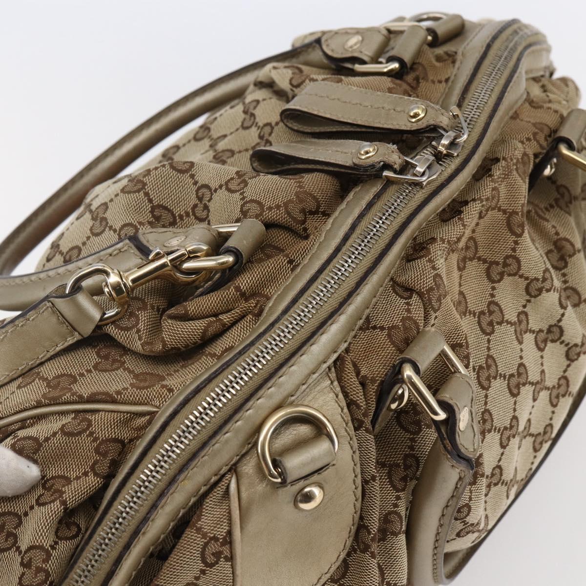 GUCCI GG Canvas Hand Bag 2way Beige Gold Auth 146157