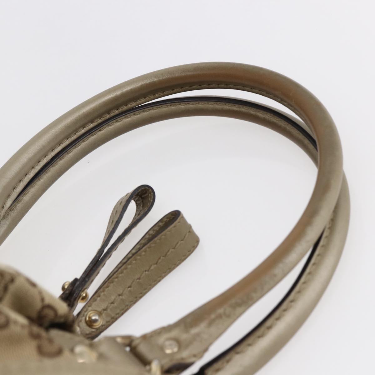 GUCCI GG Canvas Hand Bag 2way Beige Gold Auth 146157