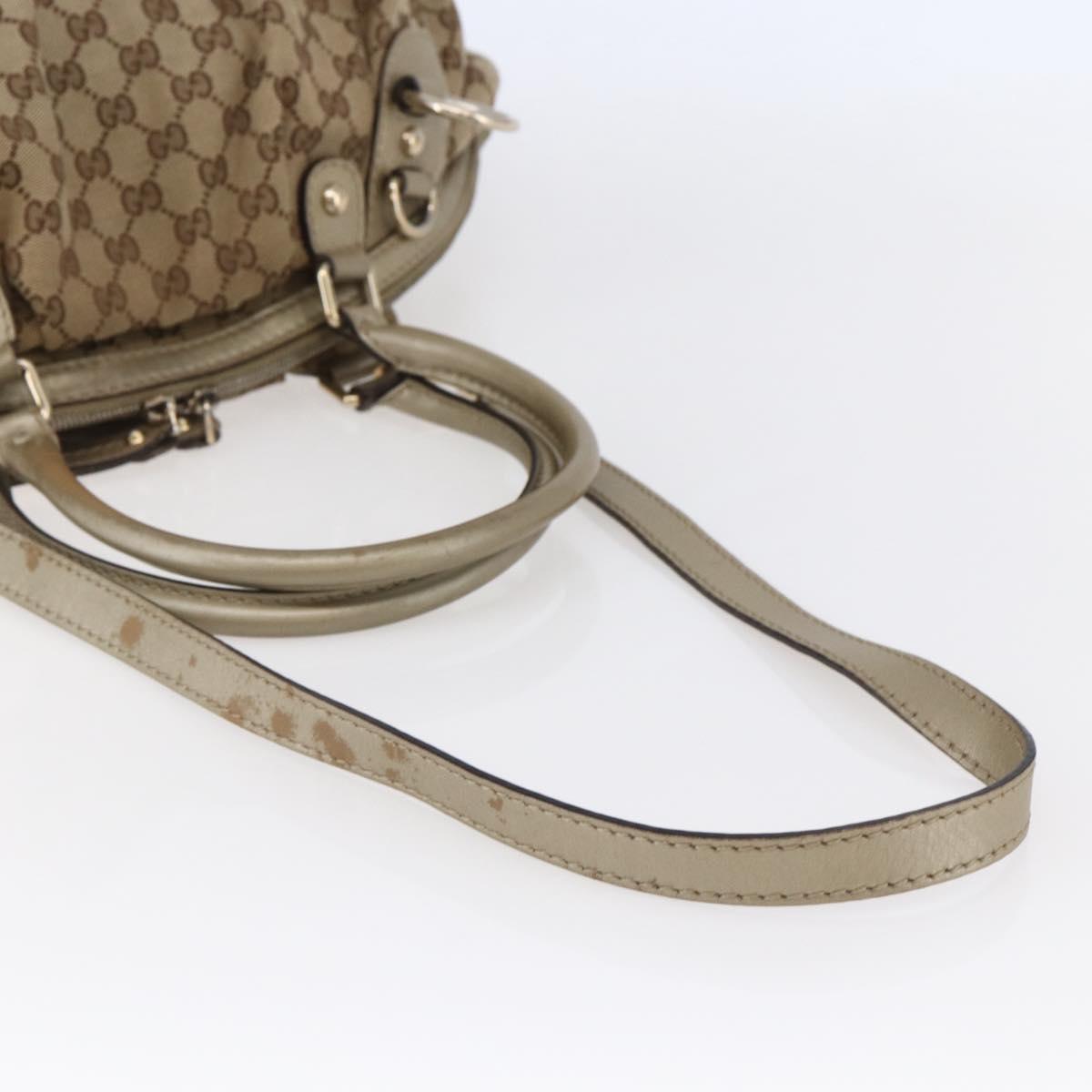 GUCCI GG Canvas Hand Bag 2way Beige Gold Auth 146157