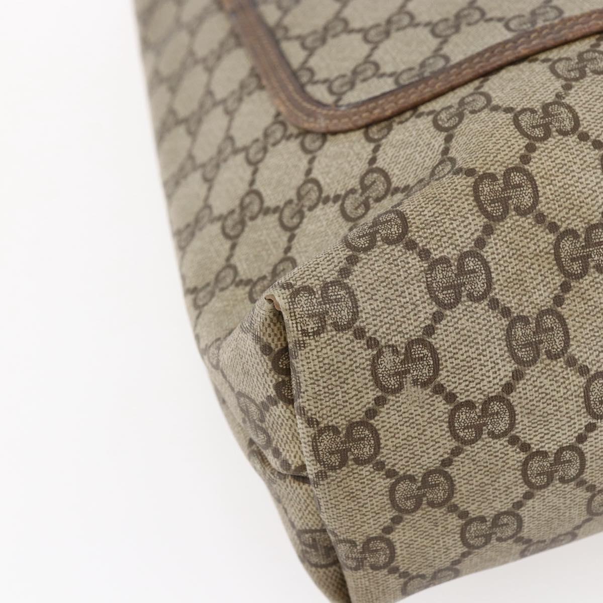 GUCCI GG Supreme Web Sherry Line Tote Bag PVC Leather Beige Red Auth 146158