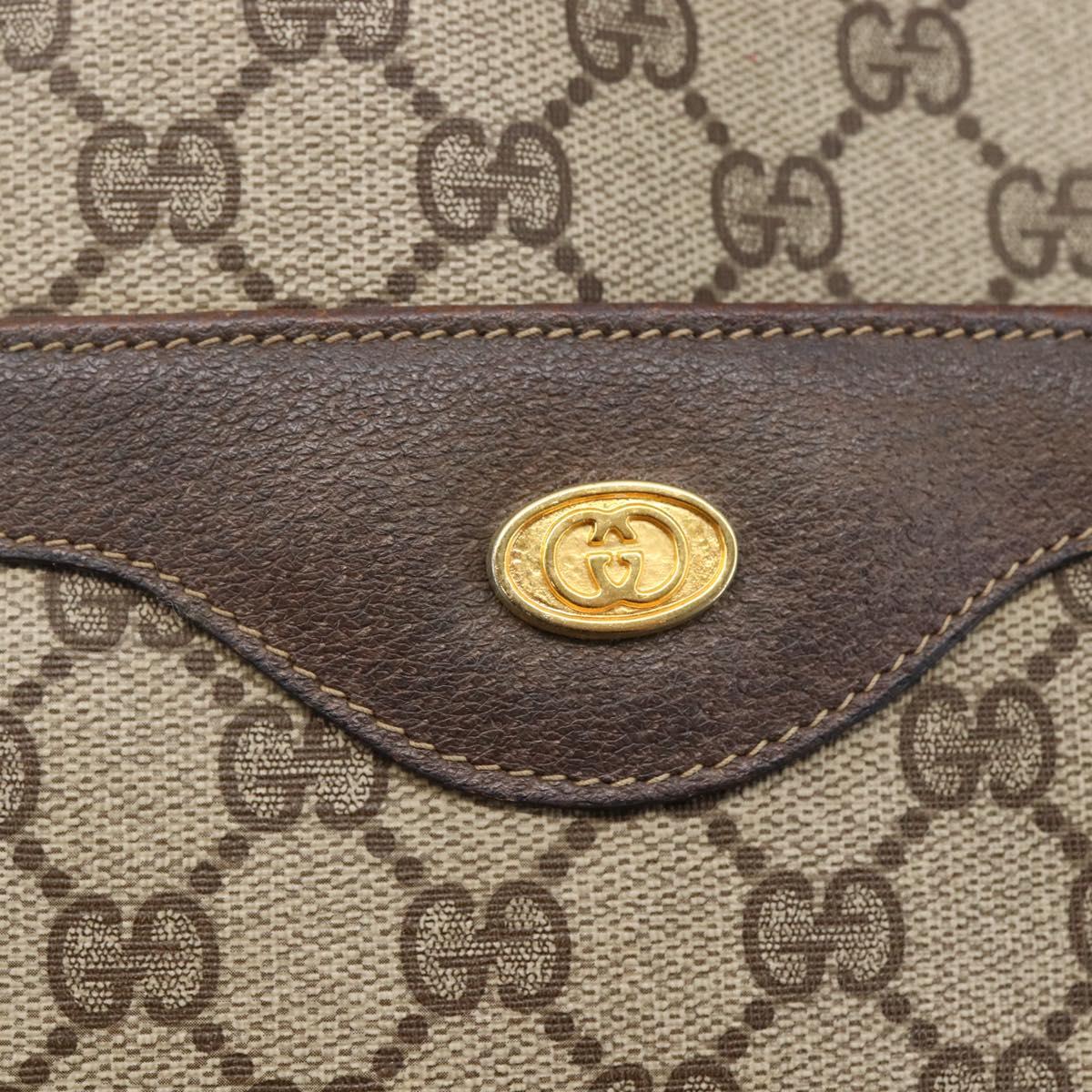 GUCCI GG Supreme Web Sherry Line Tote Bag PVC Leather Beige Red Auth 146158