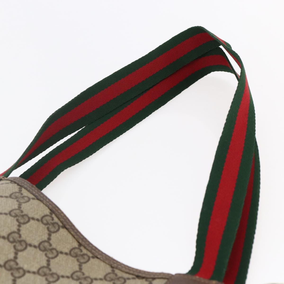 GUCCI GG Supreme Web Sherry Line Tote Bag PVC Leather Beige Red Auth 146158
