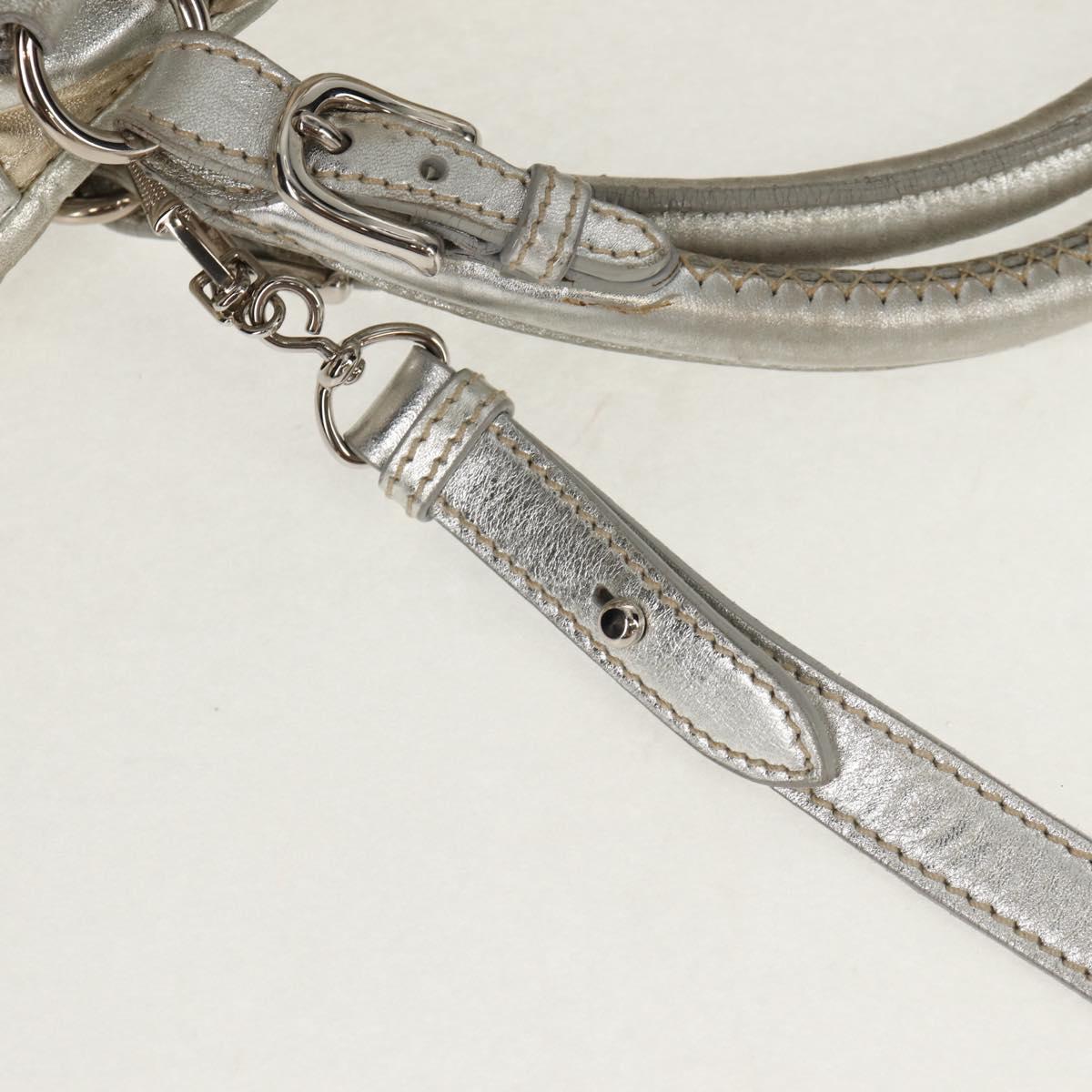 Miu Miu Hand Bag Leather 2way Champagne Gold Silver Auth 146159