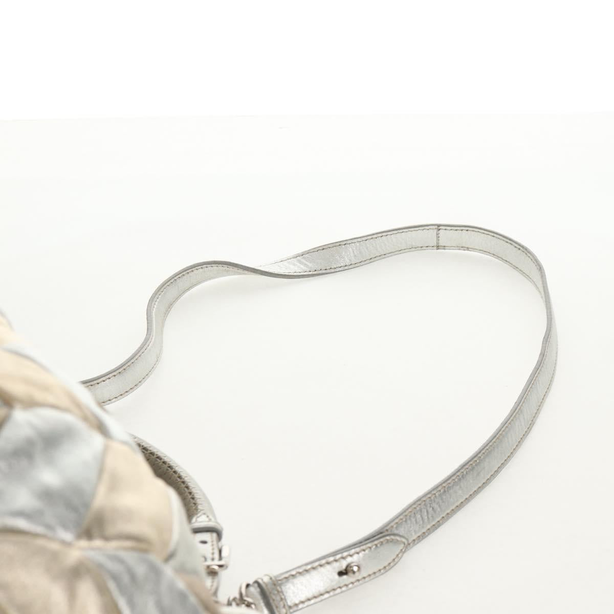 Miu Miu Hand Bag Leather 2way Champagne Gold Silver Auth 146159