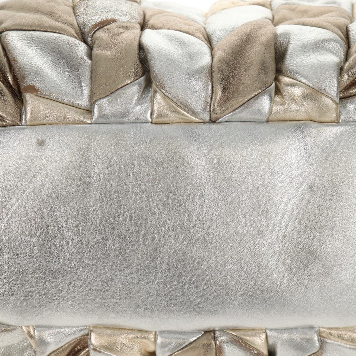 Miu Miu Hand Bag Leather 2way Champagne Gold Silver Auth 146159