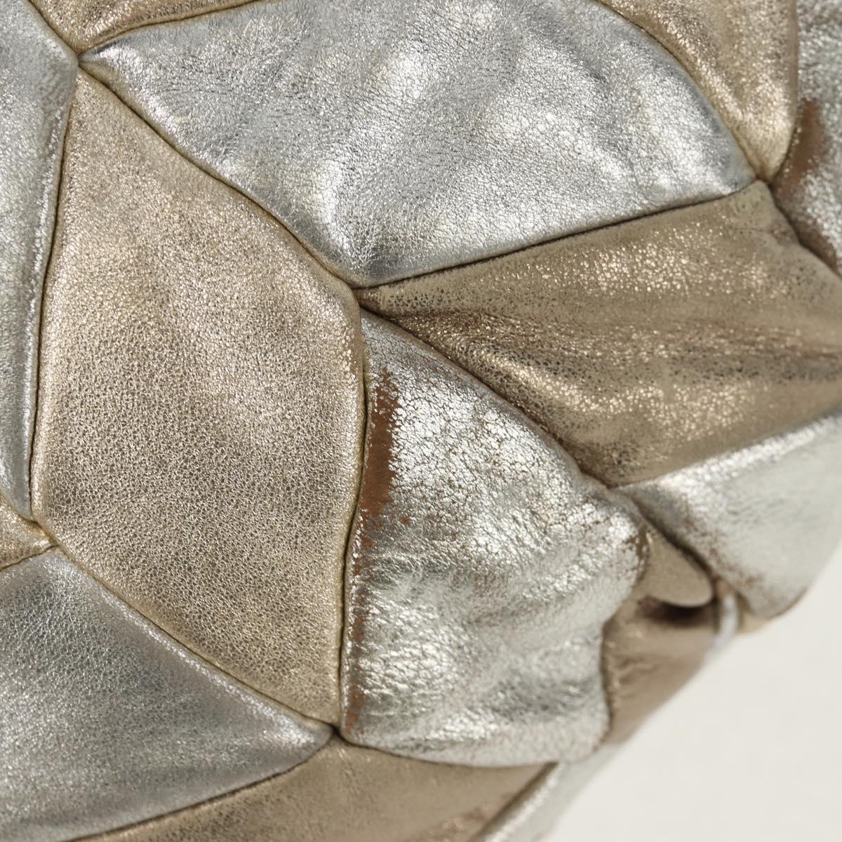 Miu Miu Hand Bag Leather 2way Champagne Gold Silver Auth 146159