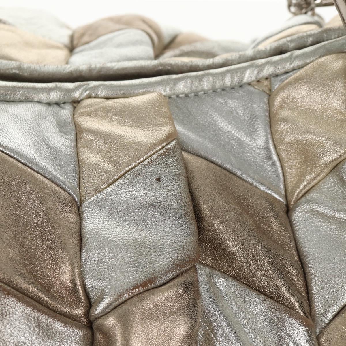 Miu Miu Hand Bag Leather 2way Champagne Gold Silver Auth 146159