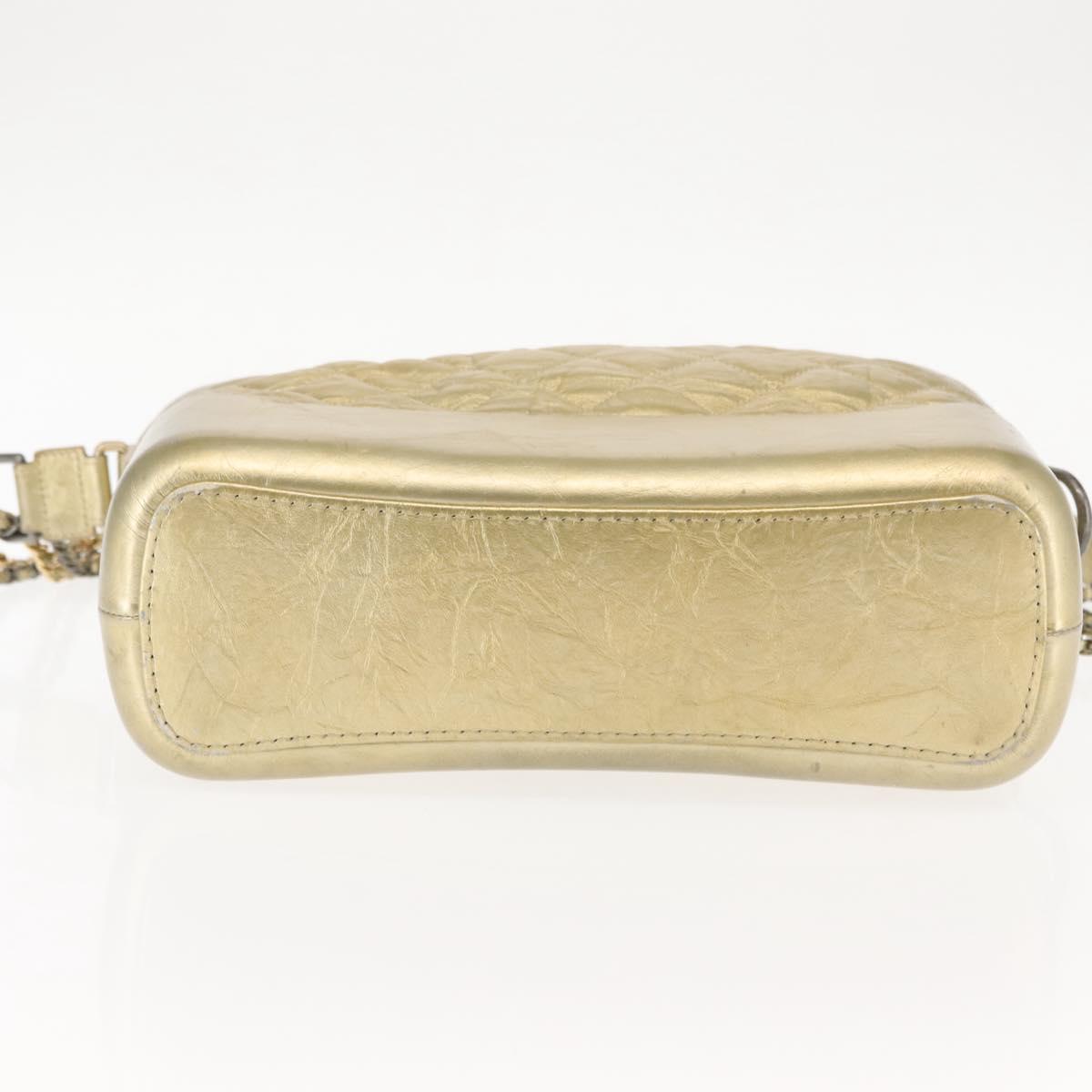 CHANEL Shoulder Bag Leather Gold Silver CC Auth 146160