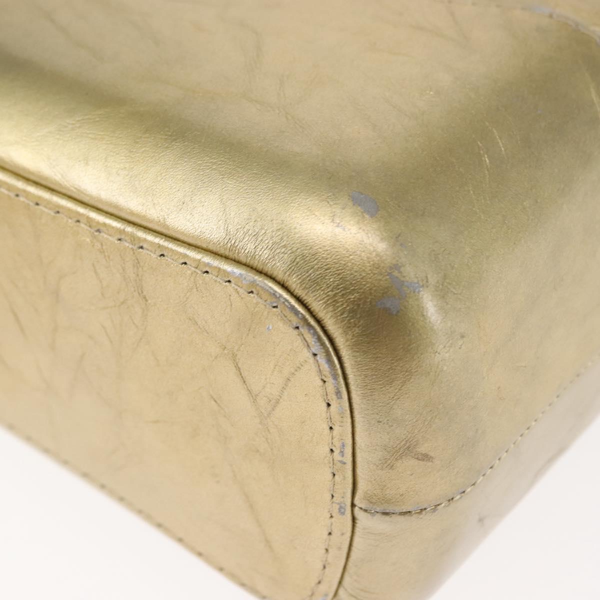 CHANEL Shoulder Bag Leather Gold Silver CC Auth 146160