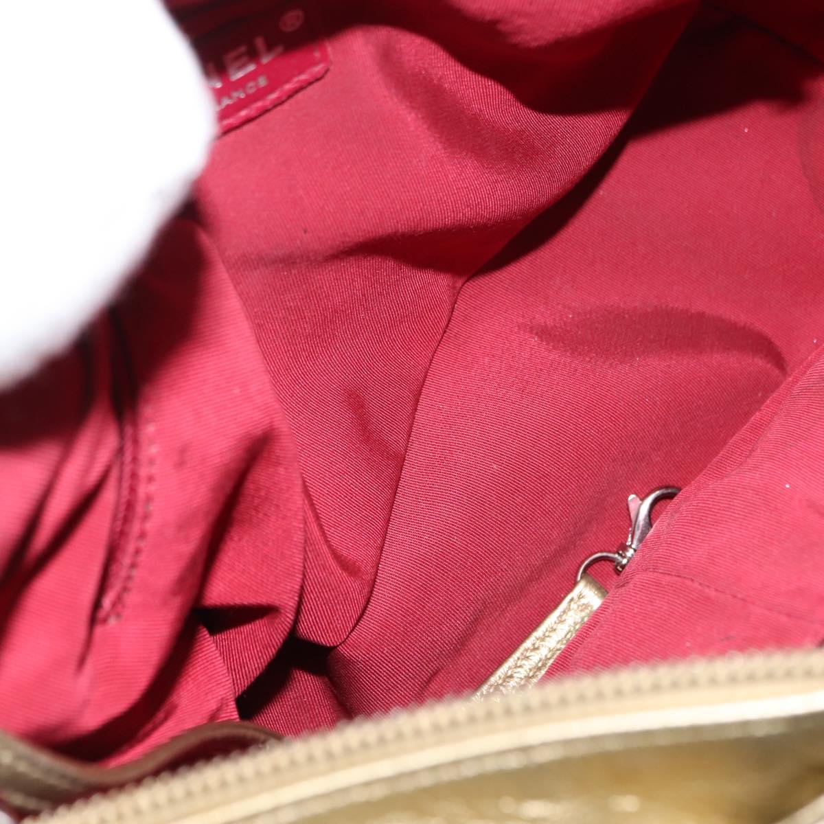 CHANEL Shoulder Bag Leather Gold Silver CC Auth 146160