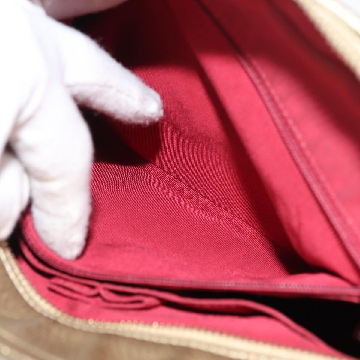 CHANEL Shoulder Bag Leather Gold Silver CC Auth 146160