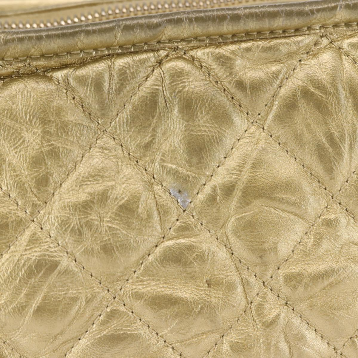 CHANEL Shoulder Bag Leather Gold Silver CC Auth 146160