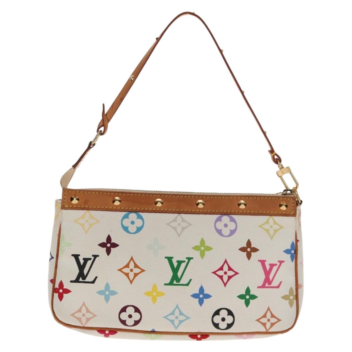 LOUIS VUITTON Multicolor Pochette Accessoires Pouch White M92649 LV Auth 146161A