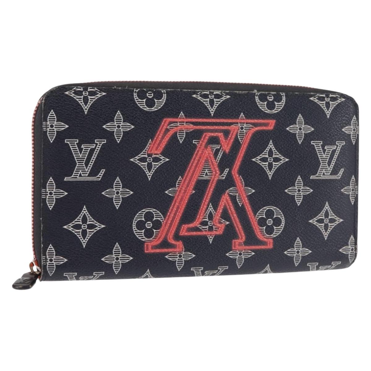 LOUIS VUITTON Ink Upside Down Zippy Organizer NM Wallet Navy M62931 Auth 146162