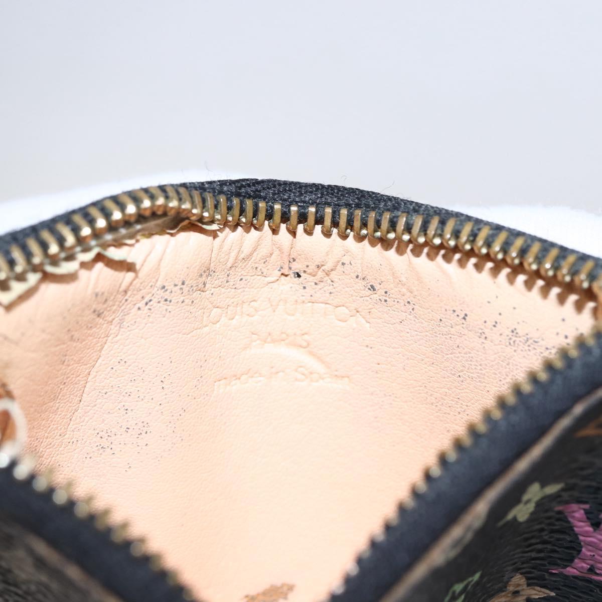 LOUIS VUITTON Multicolor Pochette Cles Coin Purse Black M13664 LV Auth 146244