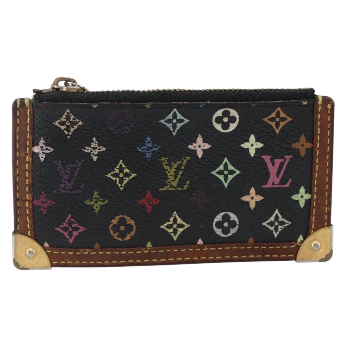 LOUIS VUITTON Multicolor Pochette Cles Coin Purse Black M13664 LV Auth 146244
