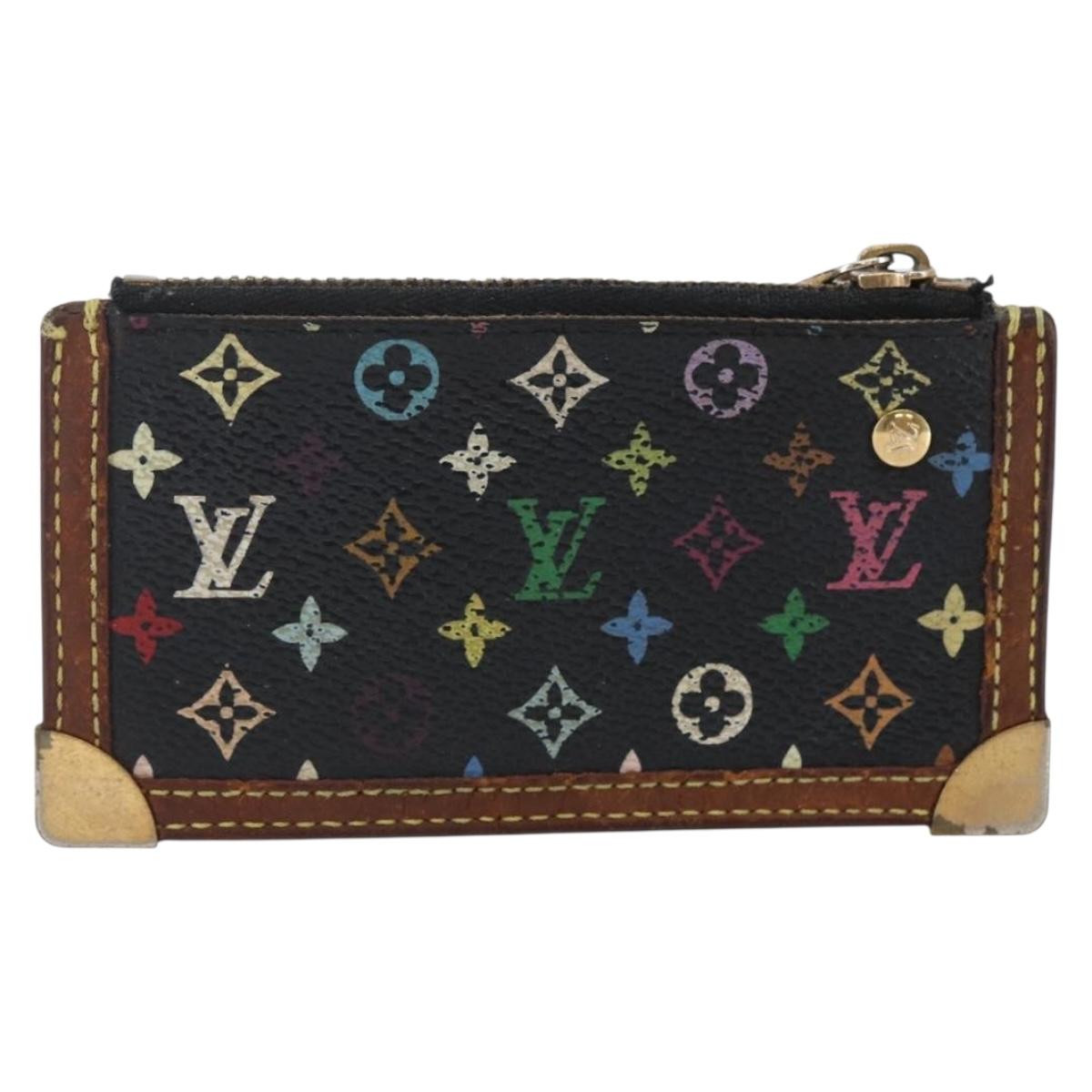 LOUIS VUITTON Multicolor Pochette Cles Coin Purse Black M13664 LV Auth 146244