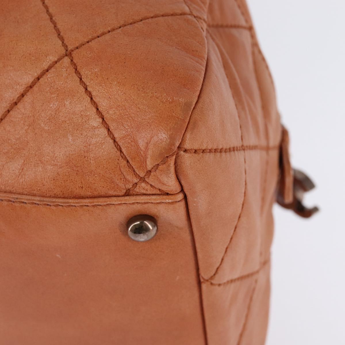 CHANEL Wild Stitch Matelasse Shoulder Bag Leather Brown CC Auth 146246