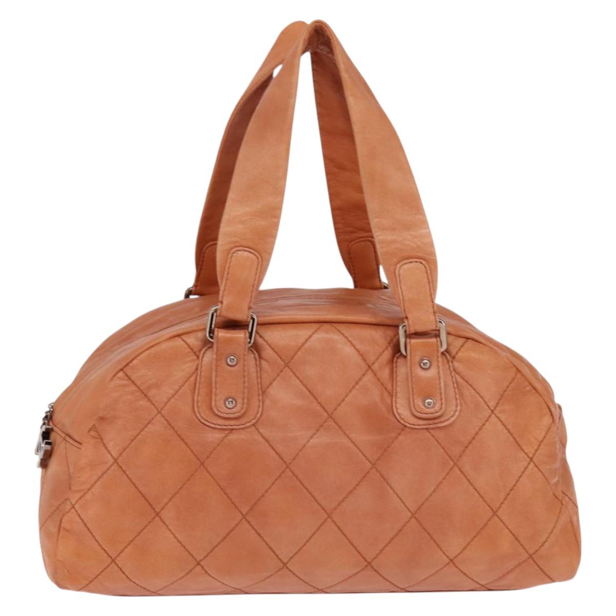 CHANEL Wild Stitch Matelasse Shoulder Bag Leather Brown CC Auth 146246