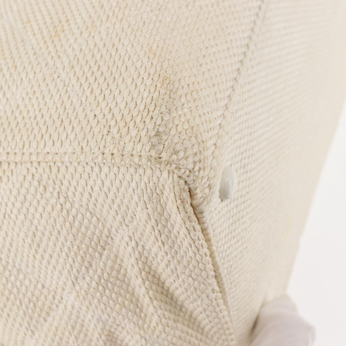 CHANEL Matelasse Tote Bag Straw White Gold CC Auth 146247