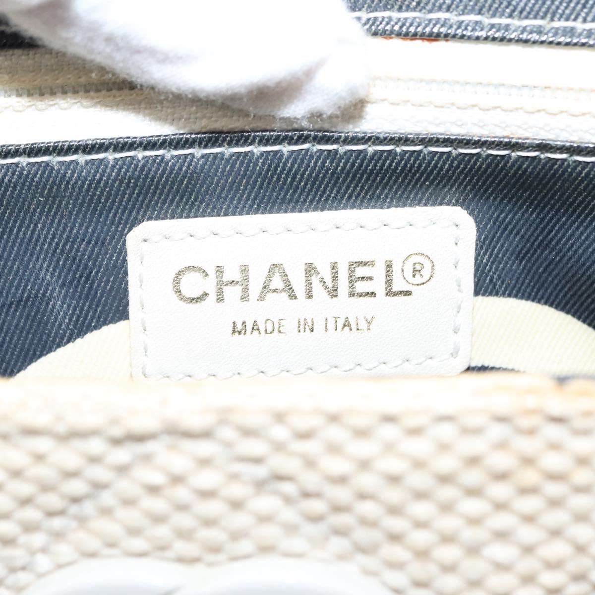 CHANEL Matelasse Tote Bag Straw White Gold CC Auth 146247