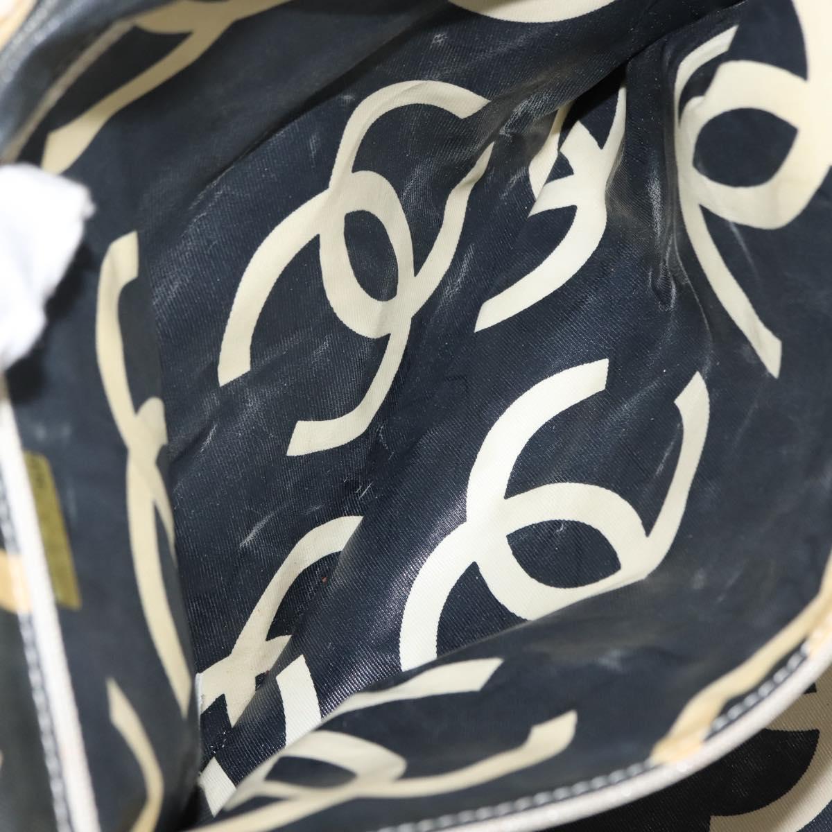 CHANEL Matelasse Tote Bag Straw White Gold CC Auth 146247