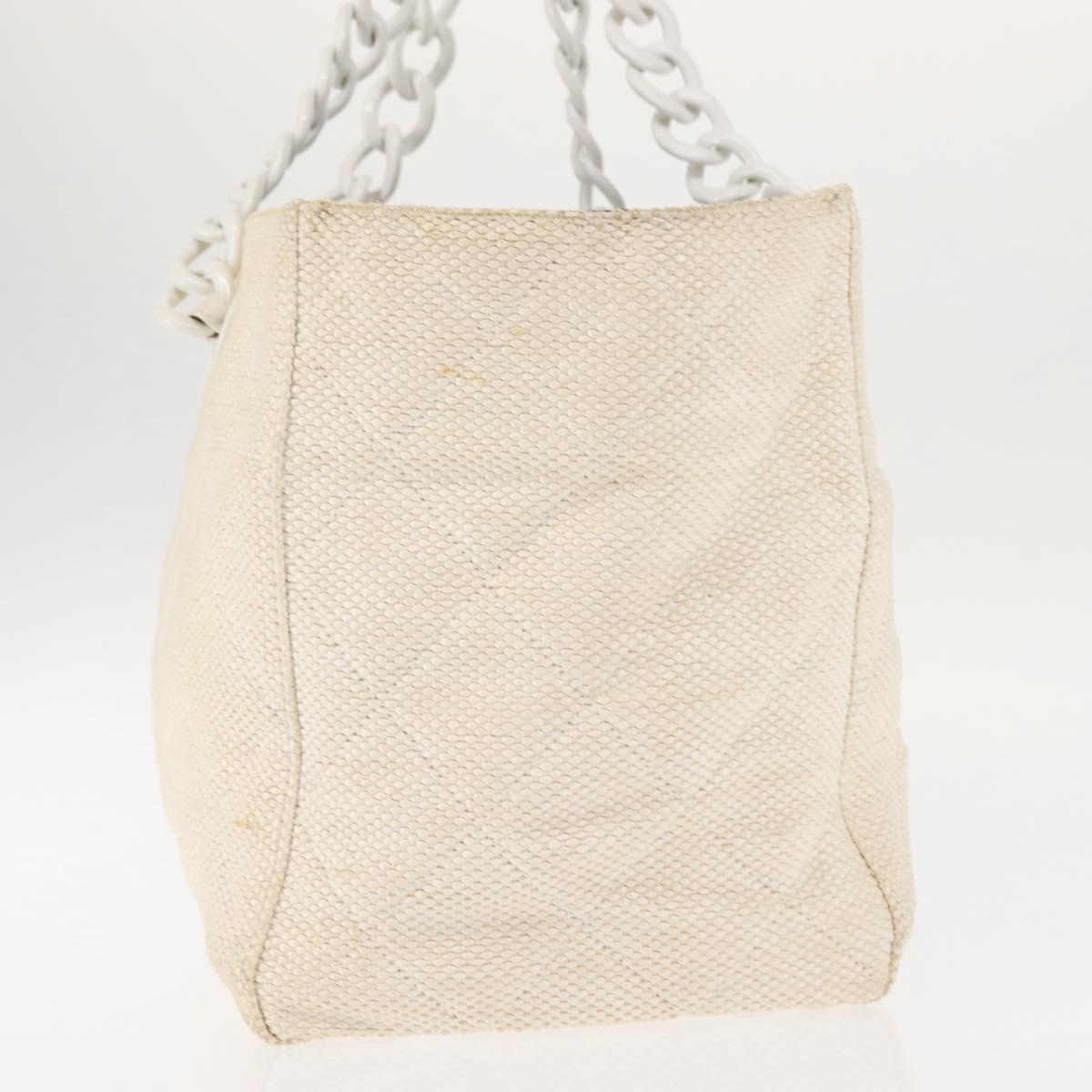 CHANEL Matelasse Tote Bag Straw White Gold CC Auth 146247