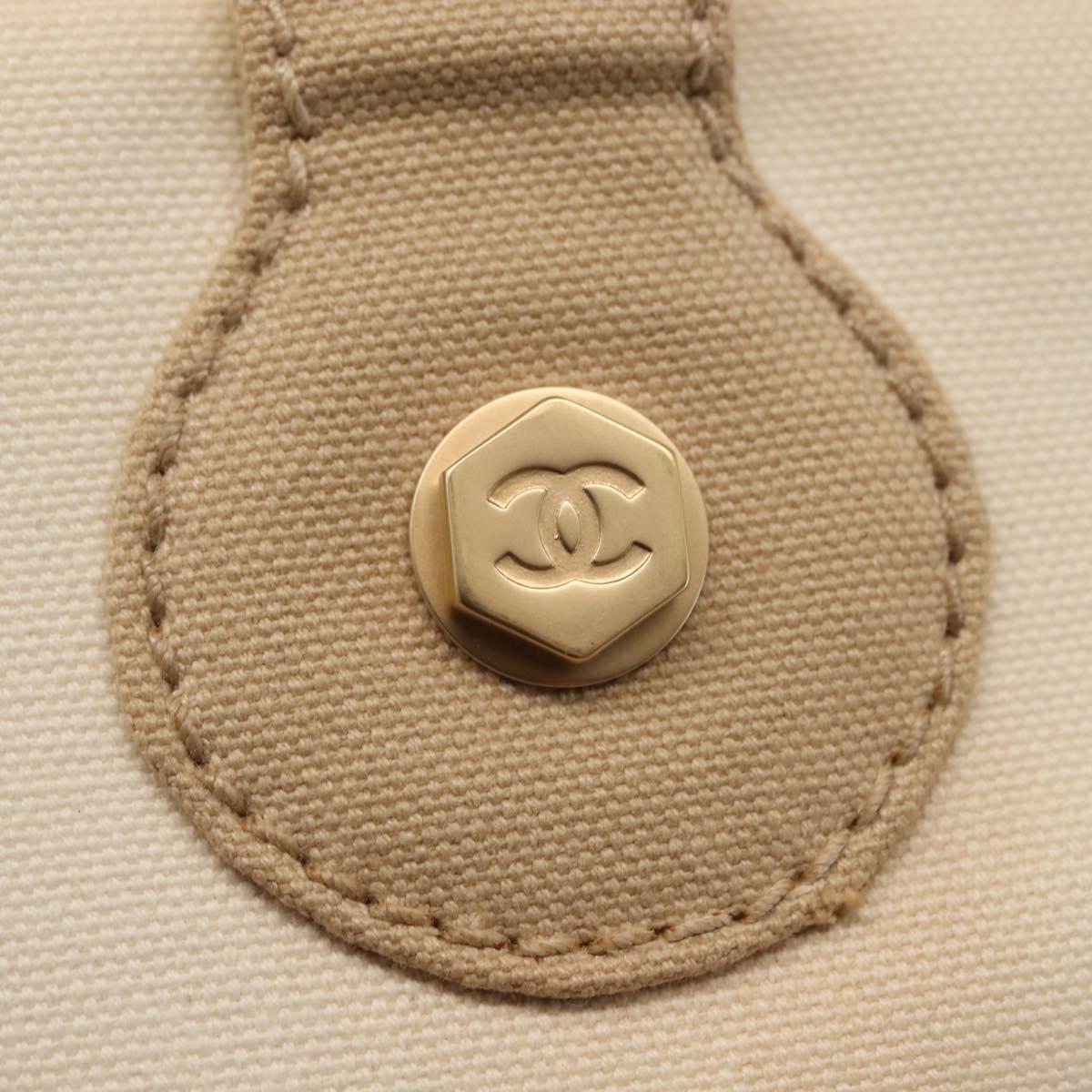 CHANEL Marshmallow Tote Bag Canvas Beige Gold CC Auth 146248