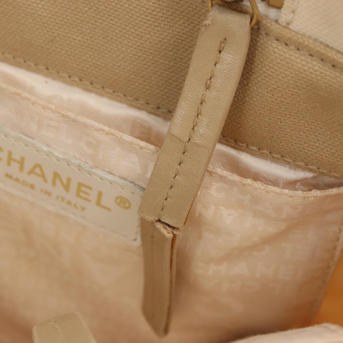 CHANEL Marshmallow Tote Bag Canvas Beige Gold CC Auth 146248