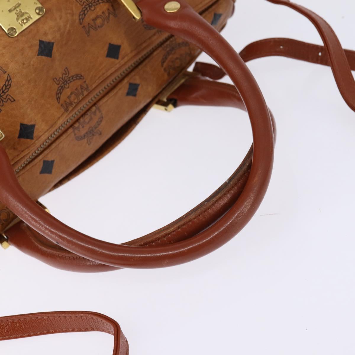 MCM Vicetos Logogram Hand Bag PVC 2way Brown Gold Auth 146250