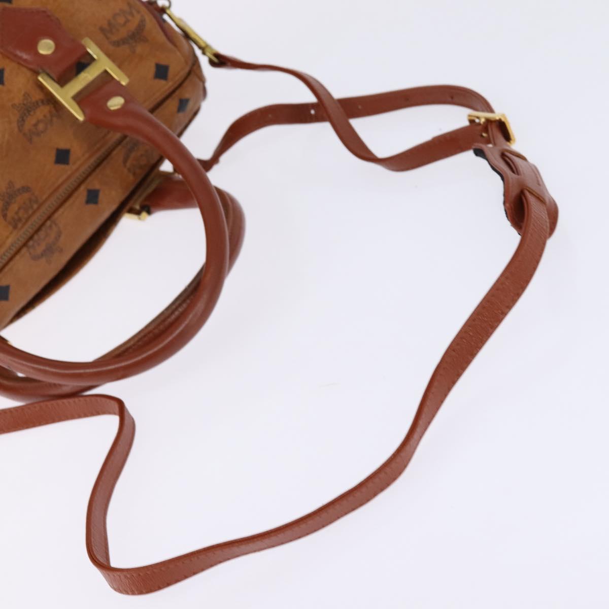MCM Vicetos Logogram Hand Bag PVC 2way Brown Gold Auth 146250