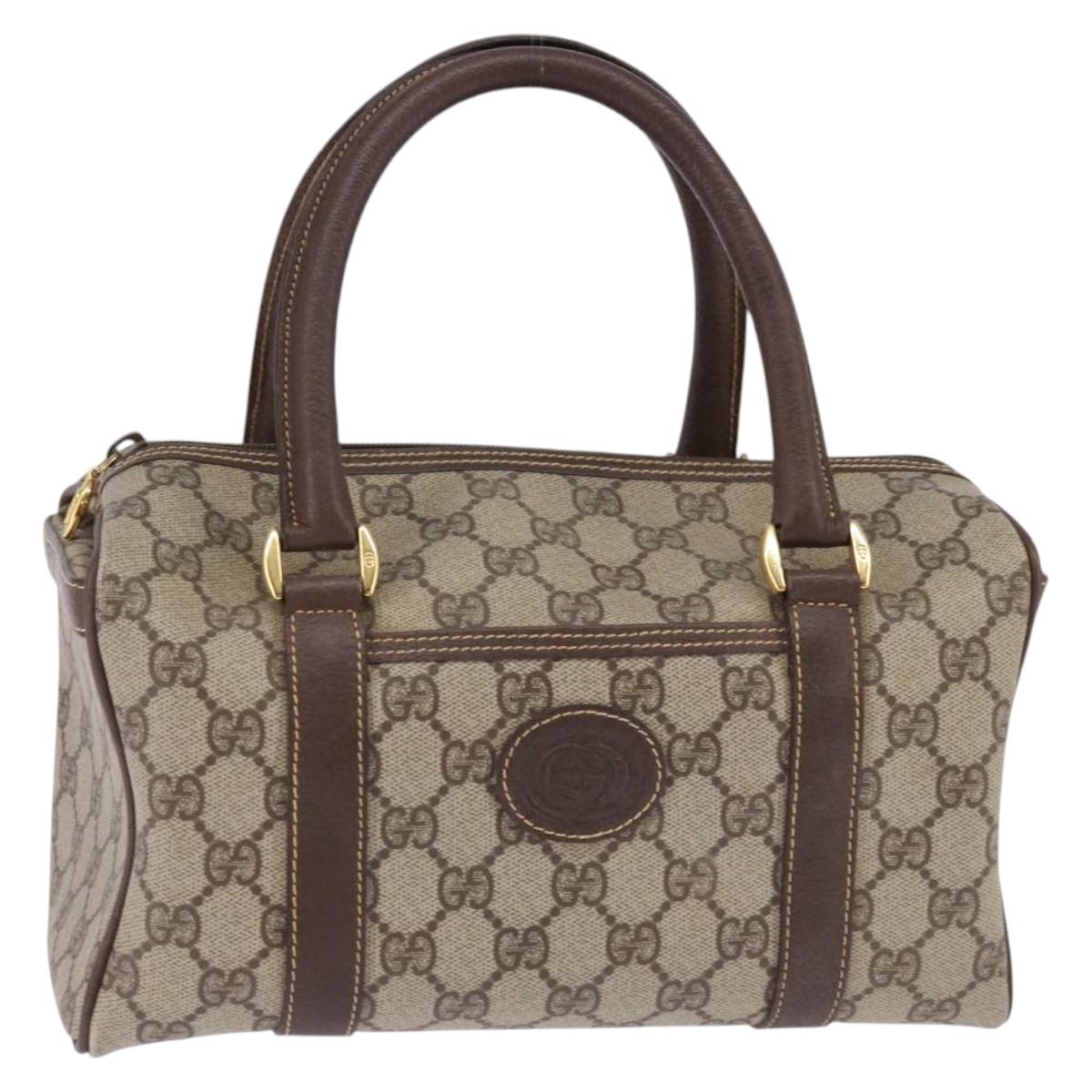 GUCCI GG Supreme Boston Bag PVC Beige Gold 000 58 0093 Auth 146253