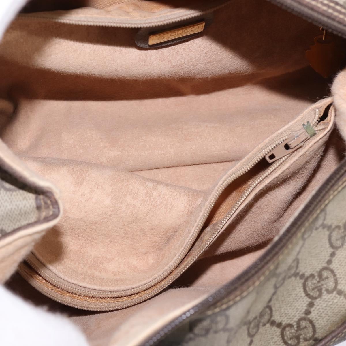 GUCCI GG Supreme Boston Bag PVC Beige Gold 000 58 0093 Auth 146253