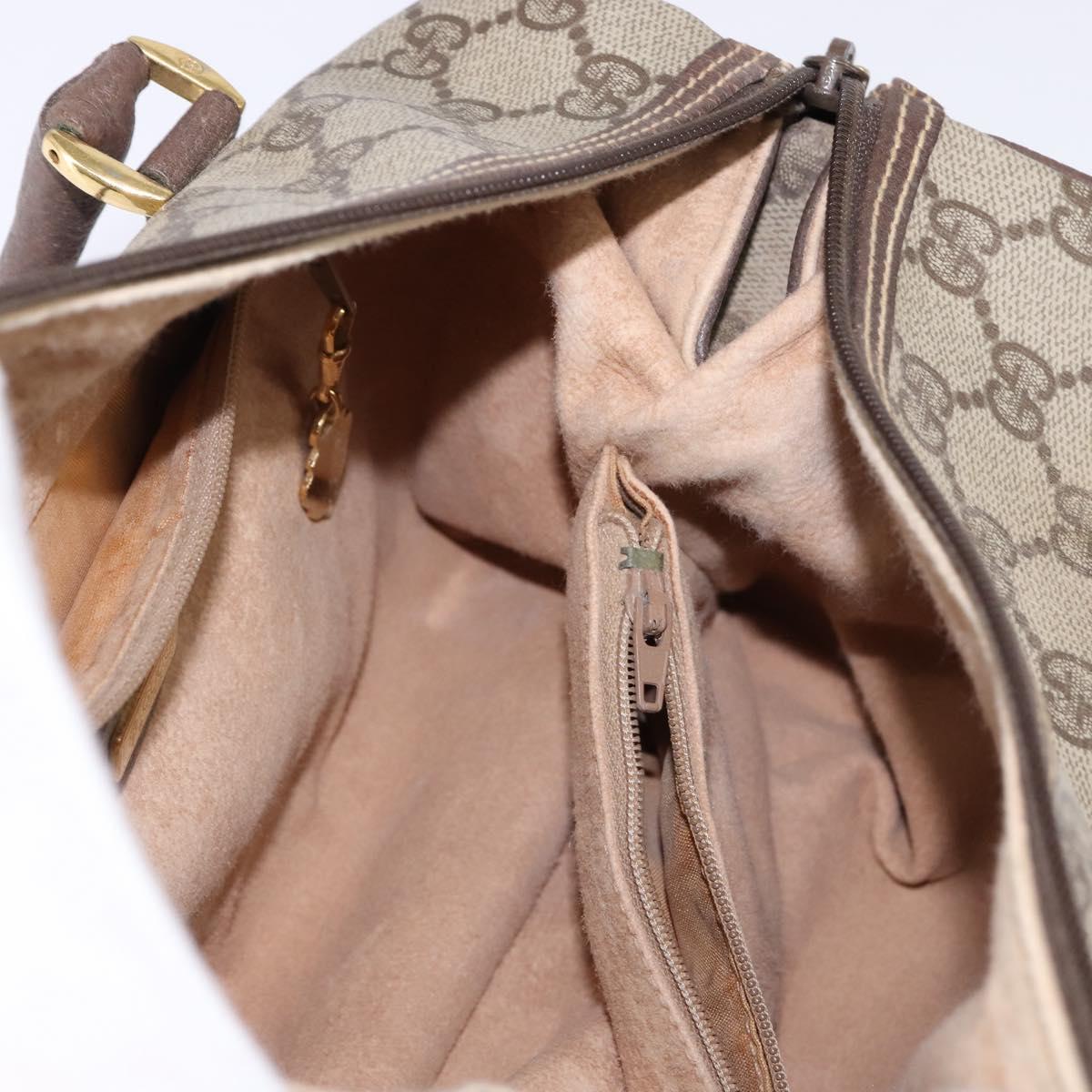 GUCCI GG Supreme Boston Bag PVC Beige Gold 000 58 0093 Auth 146253