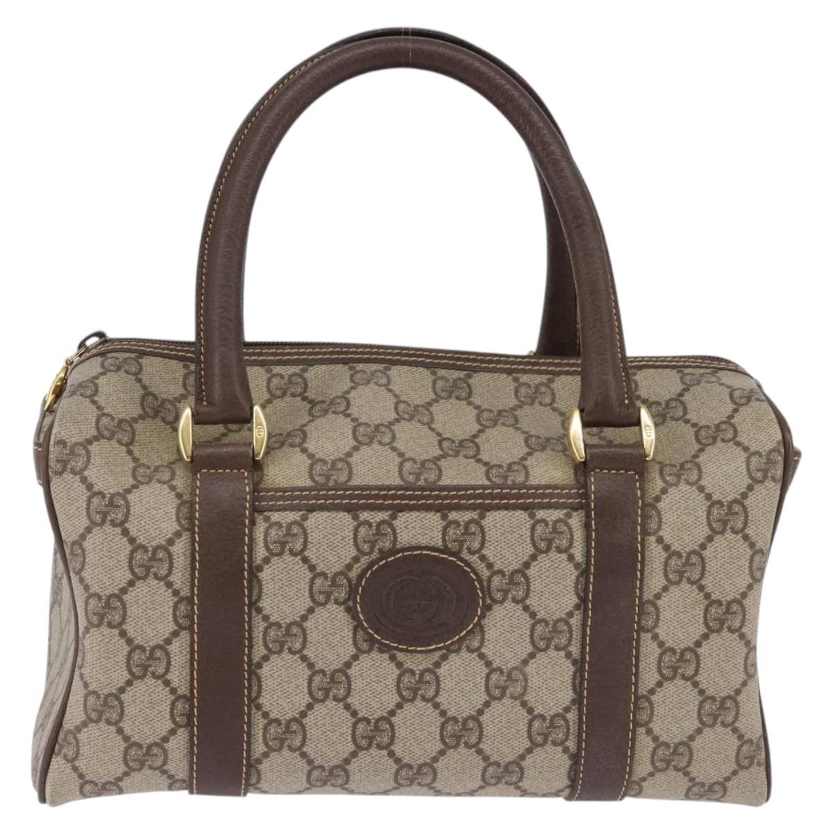 GUCCI GG Supreme Boston Bag PVC Beige Gold 000 58 0093 Auth 146253
