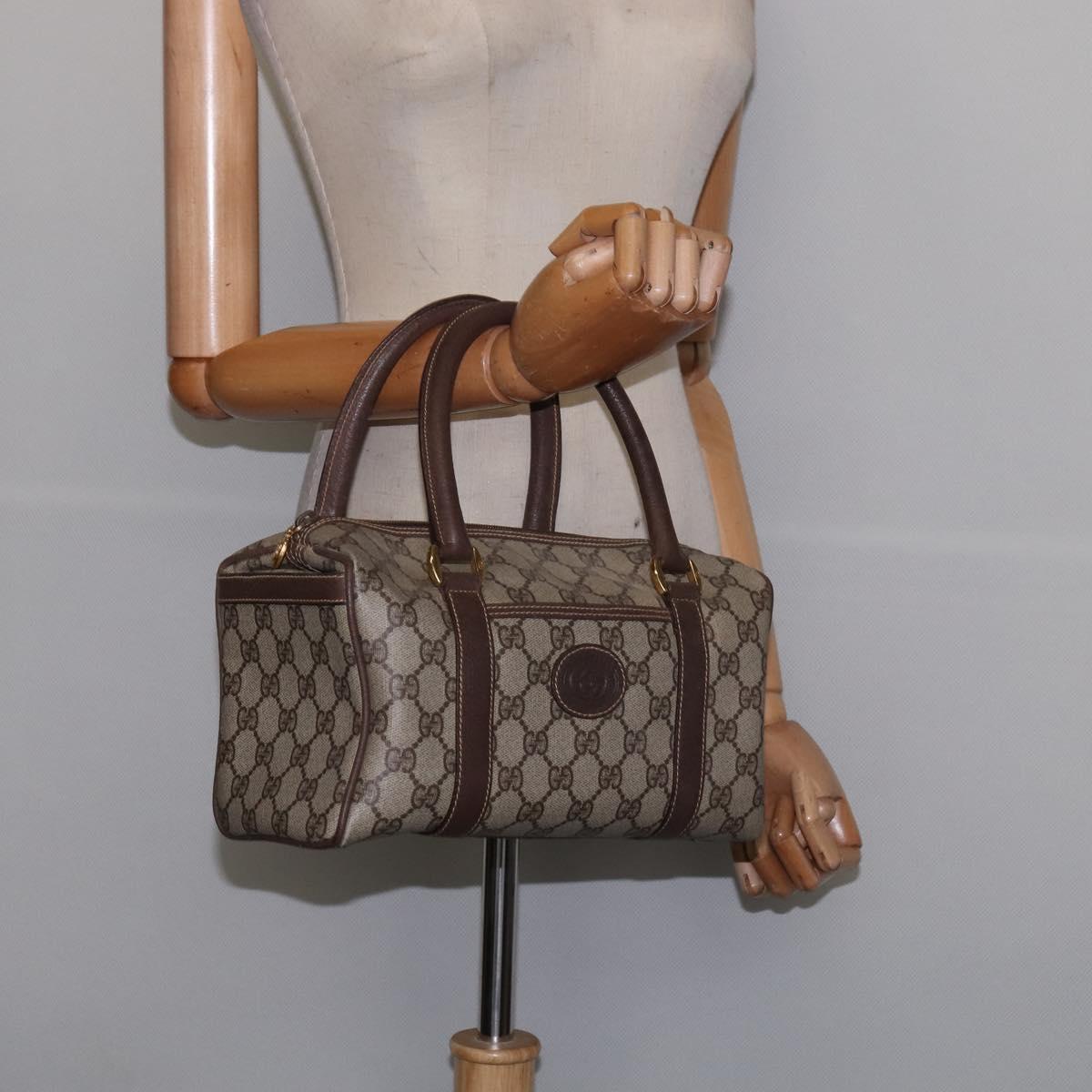 GUCCI GG Supreme Boston Bag PVC Beige Gold 000 58 0093 Auth 146253