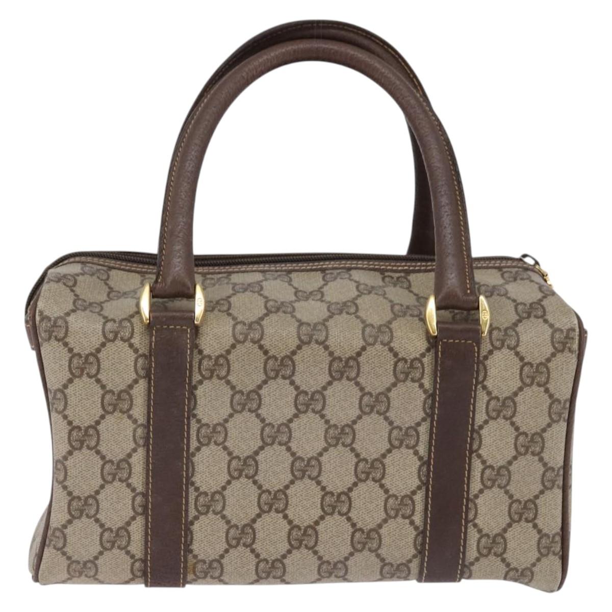 GUCCI GG Supreme Boston Bag PVC Beige Gold 000 58 0093 Auth 146253