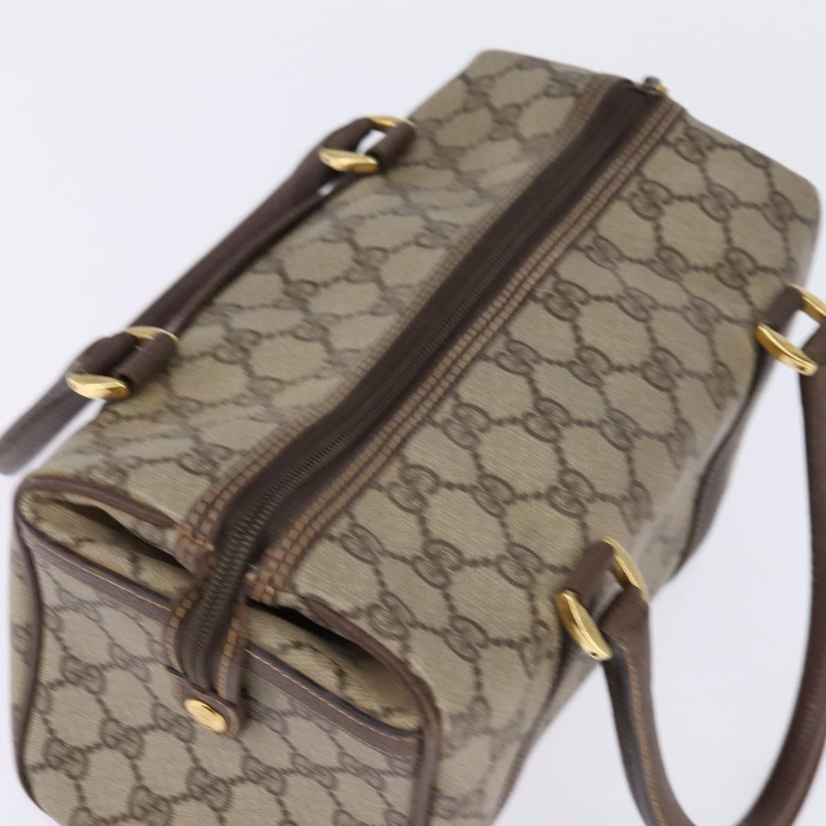 GUCCI GG Supreme Boston Bag PVC Beige Gold 000 58 0093 Auth 146253
