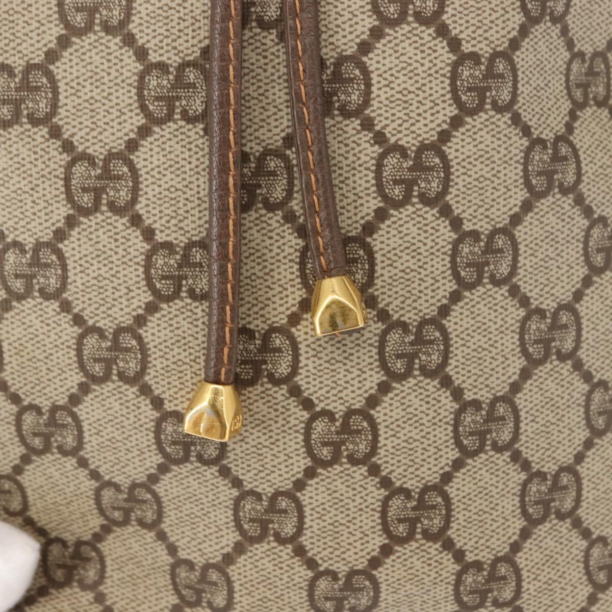 GUCCI GG Supreme Web Sherry Line Bag PVC Beige Gold 164 02 034 Auth 146255