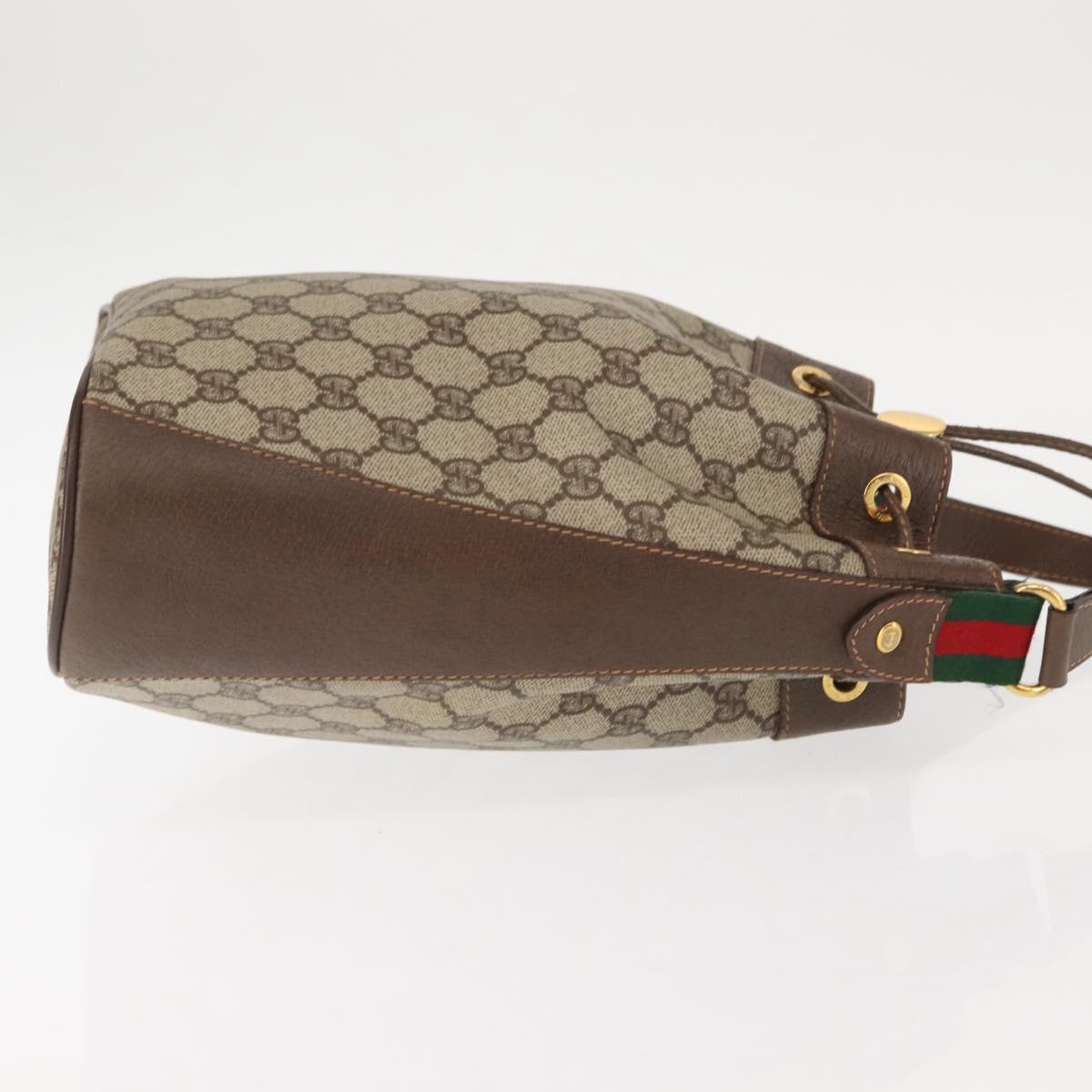 GUCCI GG Supreme Web Sherry Line Bag PVC Beige Gold 164 02 034 Auth 146255